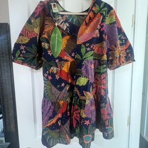 FARM Rio Macaw Floral Puff Sleeve Mini Dress